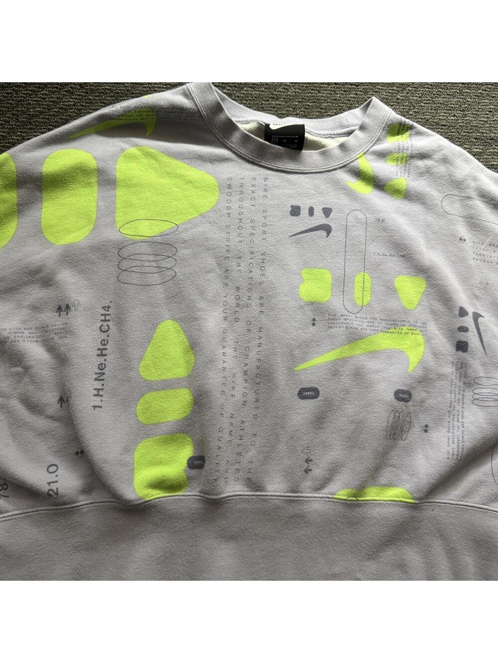 Nike Air Womens Cropped Sweatshirt Mauve Neon Green Cropped Graphic Sweatshirt M - Picture 2 of 7